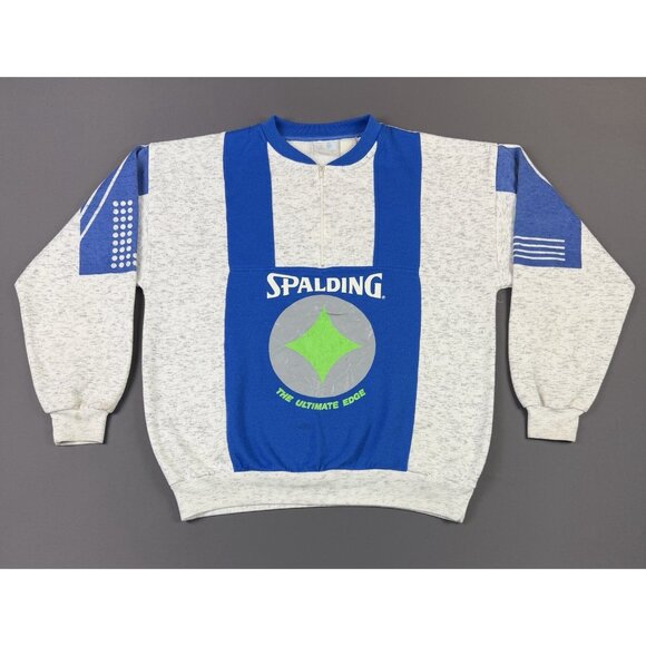 Rare Vintage 90s Spalding Ultimate Edge Sports Wear Quarter Zip Sweater Promo - Picture 1 of 16